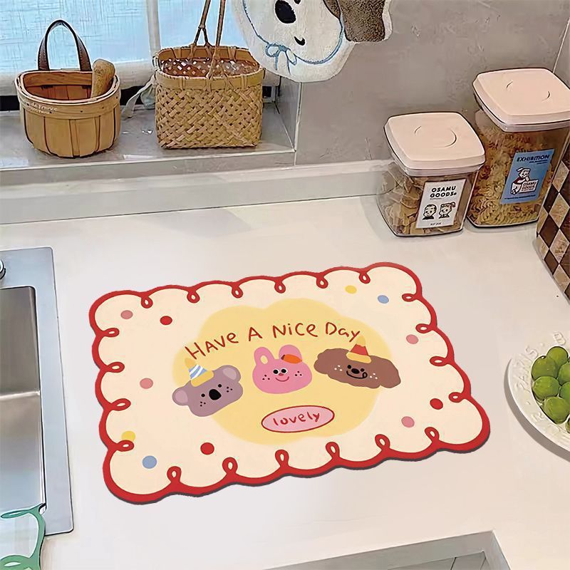Banana Print Kitchen Rug with Non-Slip Backing and Wipe-Clean Surface | Oval Mat for Sink or Stove | 14 Designs