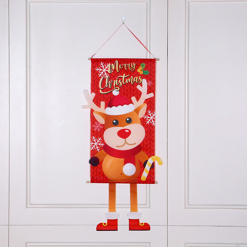Christmas Wall Banner with Santa and Festive Greeting Print | Durable Fabric, Hanging Loop Included | Six Designs for Door Decorations