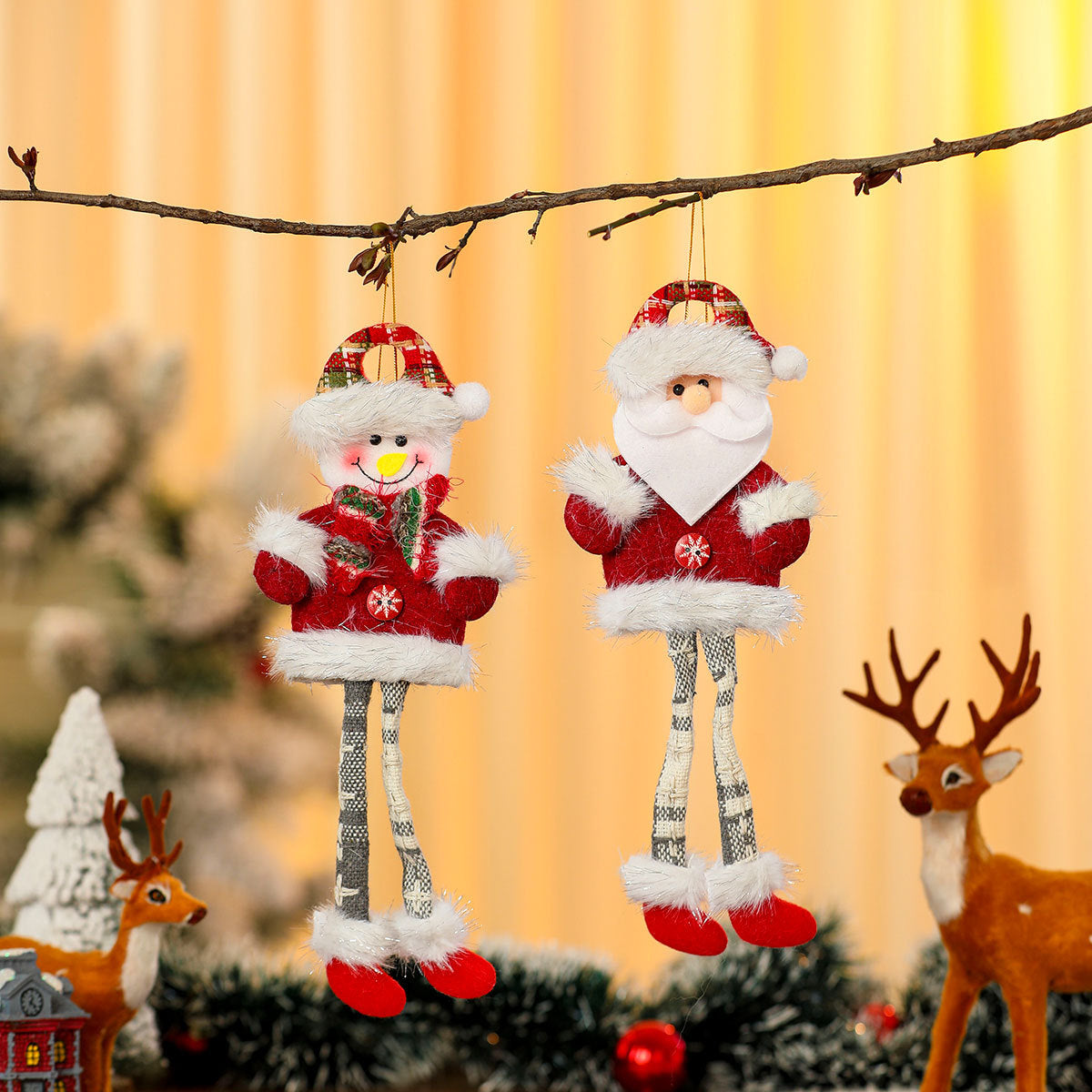 Hanging Santa Doll Ornaments for the Christmas Tree | Fluffy Hat and Cheerful Face | Durable Build for Doorways