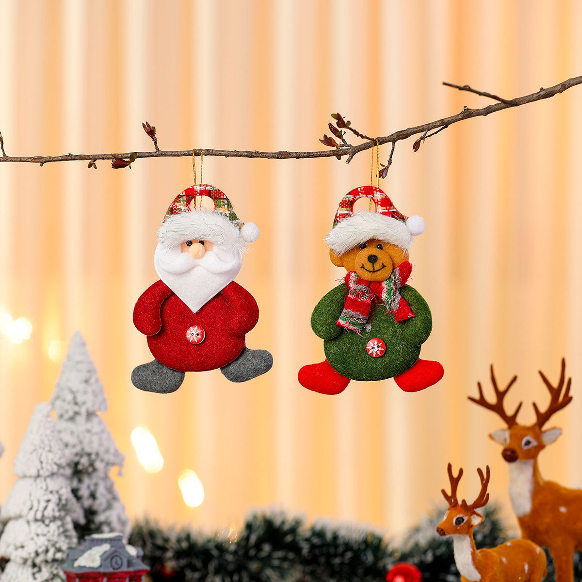 Plush Snowman Ornament with Scarf and Hat | Hanging Loop for Tree, Mantel or Gift Tag | Bright Winter Christmas Decorations