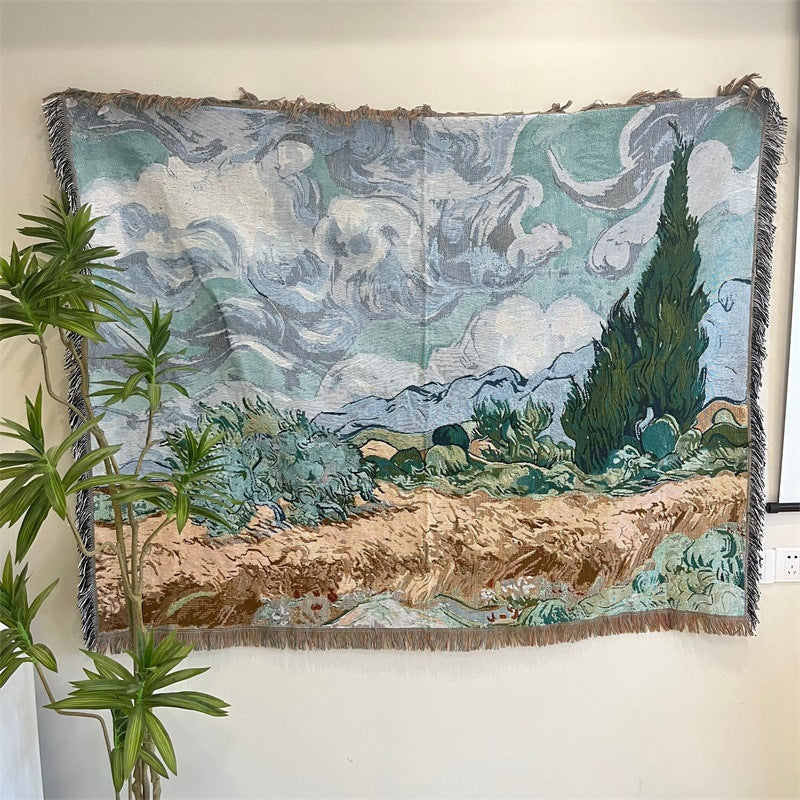 Woven Art Tapestry in Nine Painted Designs | Wall Hangings for Living Room, Also Good as a Throw | 51 x 63 in