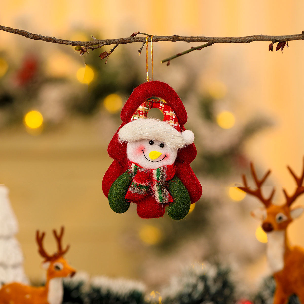 Felt Snowman Ornaments for Christmas Trees | Scarf and Fluffy Hat in Bright Colors | Compact Stocking Stuffer with Loop