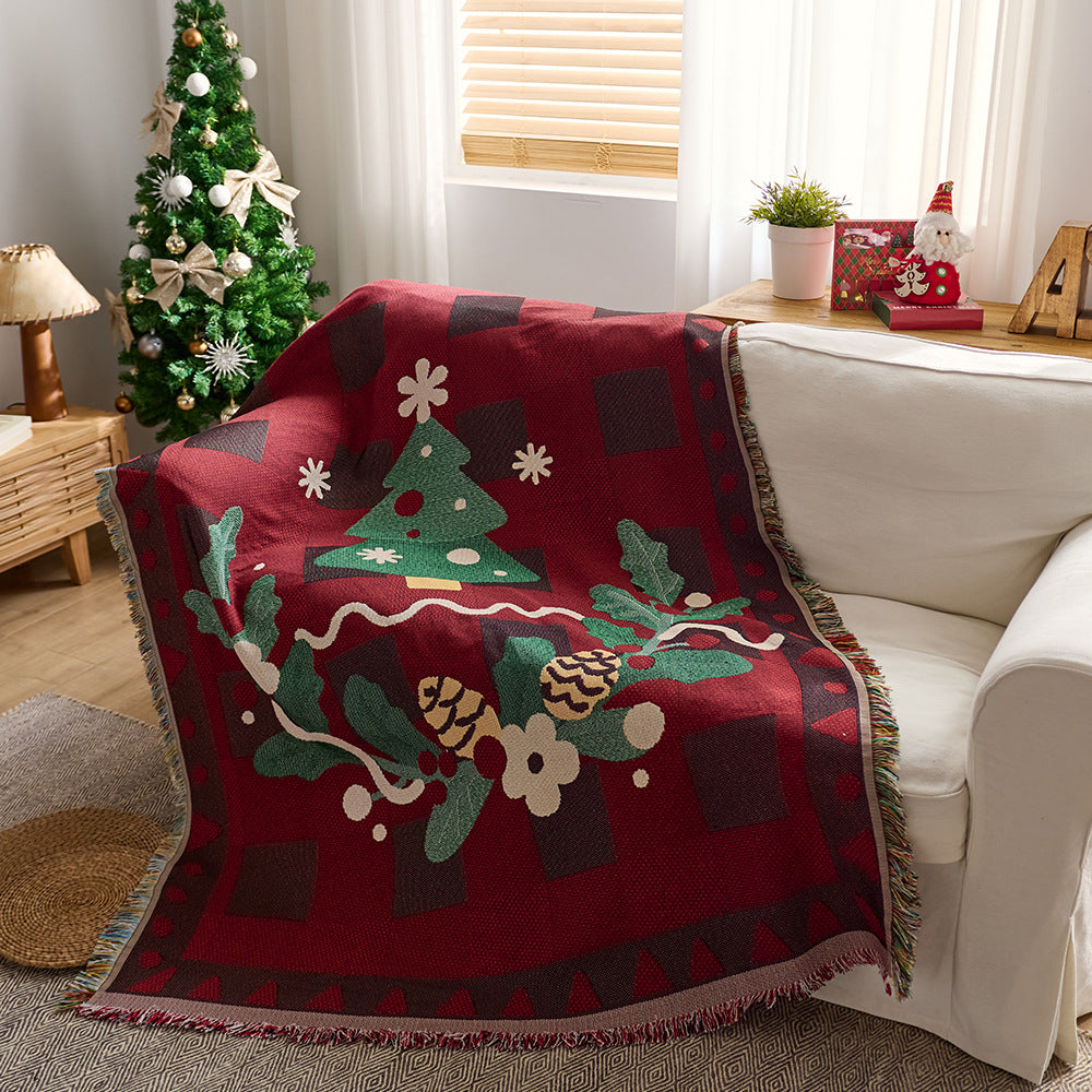 Christmas Throw Blanket with Tree and Pine Cone Motifs | Soft Plush Fabric for Cosy Winter Evenings | Six Designs