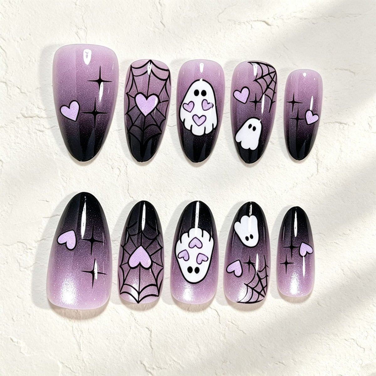 Halloween Press-On Nails | Available in Nackt, White | Glue-Free Application in Minutes for Parties and Nights Out