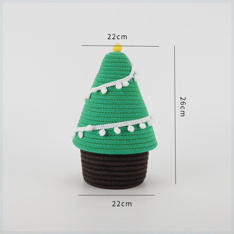 Christmas Tree Basket in Green or Red | Festive Xmas Storage with a 26 cm Height | Decorative Holiday Home Accent