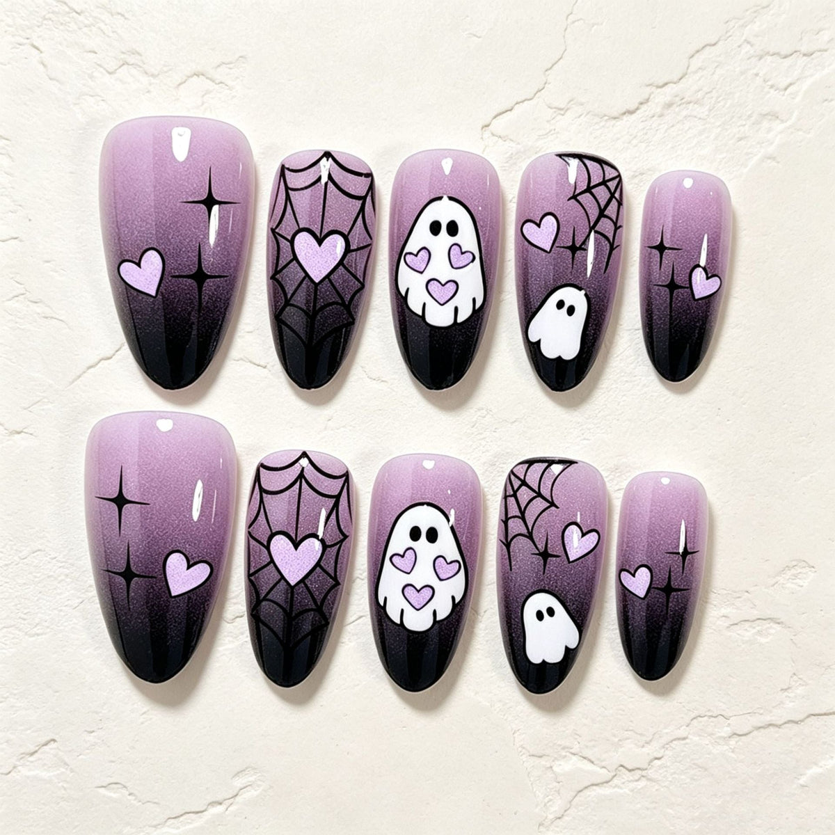 Halloween Press-On Nails | Available in Nackt, White | Glue-Free Application in Minutes for Parties and Nights Out