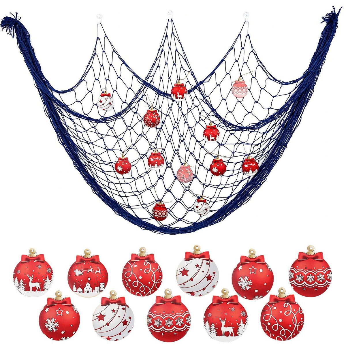 Christmas Ornament Hammock for Baubles | Hanging Net for Xmas Decorations, 1 x 2 m | Festive Indoor Display for Your Tree