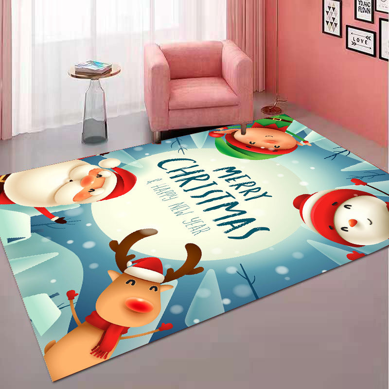 Christmas Rug with Santa, Reindeer and Snowman Print | Non-Slip Backing for Busy Rooms | 10 Sizes and 4 Designs