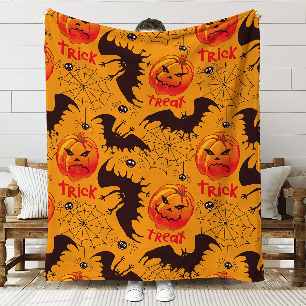 Halloween Throw Blanket | Available in 6 Colors and 3 Sizes | Soft Fleece for Sofas, Beds, and Movie Nights