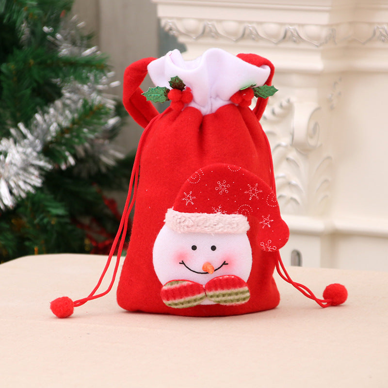 Christmas Snowman Gift Bag with a Stitched Face and Drawstring Top | Reusable Sack for Small Presents | 14 Designs