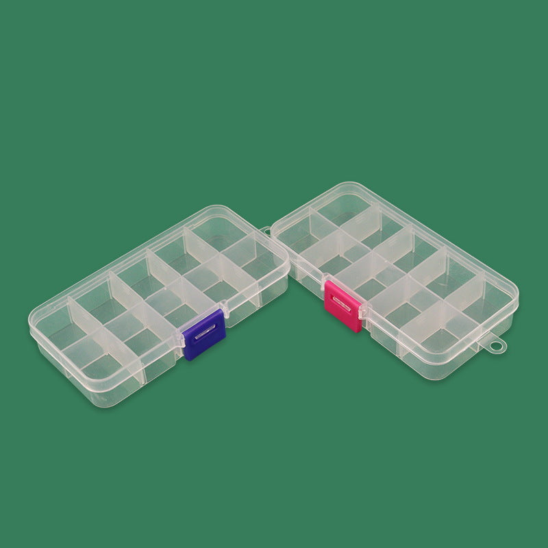 Clear Craft Box with Adjustable Compartments | Bead Storage for Buttons, Thread and Small Tools | 2 Colors