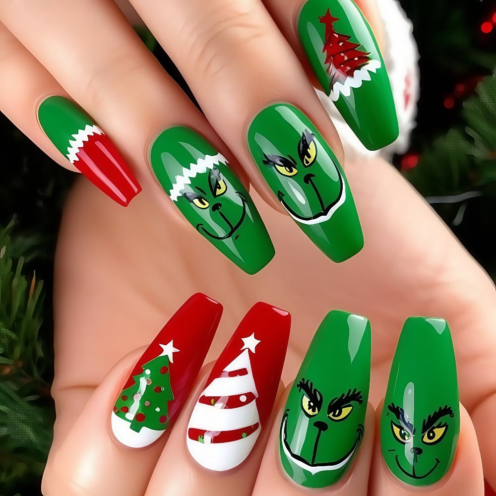 Snowflake and Tree Nails for Christmas | Festive Press On Nail Designs | Easy Holiday Manicure for Winter Parties
