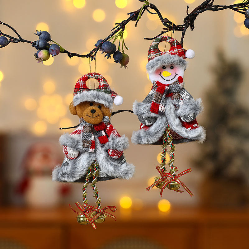 Plush Santa Figurine with Patchwork Details | Fluffy Beard and Soft Fabric Body | Christmas Decorations for Shelf or Mantel