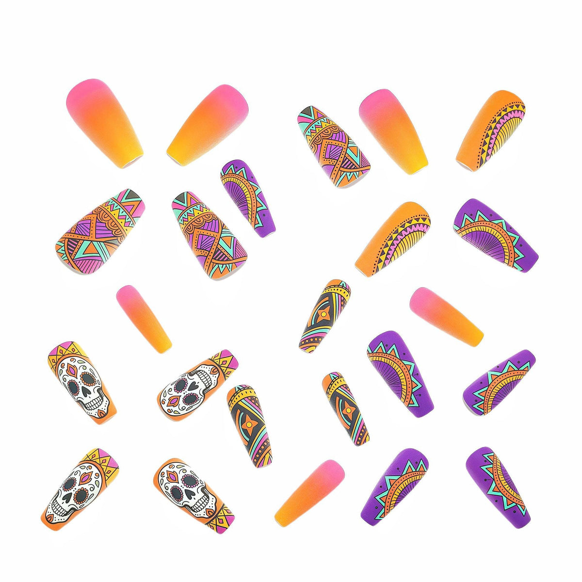 Halloween Skull Press-On Nails | Available in Yellow | Glue-Free Application in Minutes for Parties and Nights Out