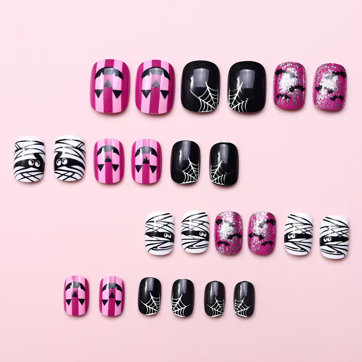 Halloween Glitter Press-On Nails | Available in W098 | Glue-Free Application in Minutes for Parties and Nights Out