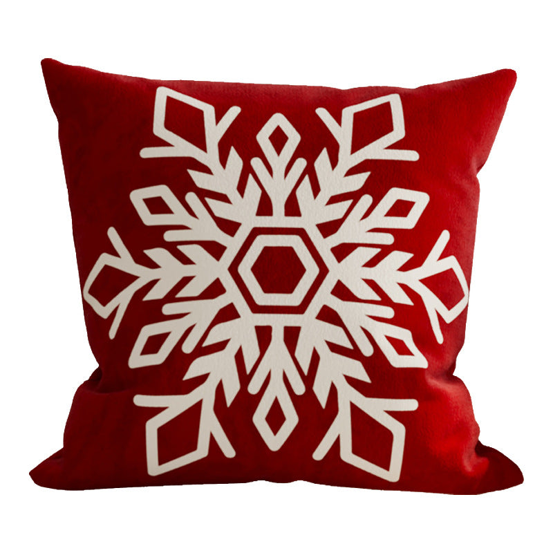Plush Velvet Christmas Pillow Cover with Snowflake and Gift Bow Motifs | Hidden Zipper, Machine Washable | Holiday Decorations