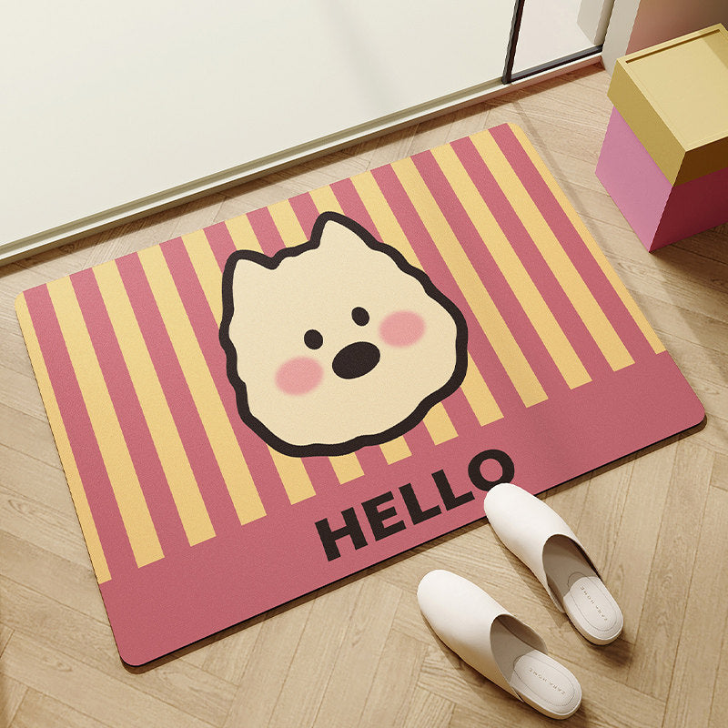 Dog Face Welcome Doorway Mat with a Non-Slip Backing | Hard-Wearing Entrance Rug, Wipe Clean | 4 Designs