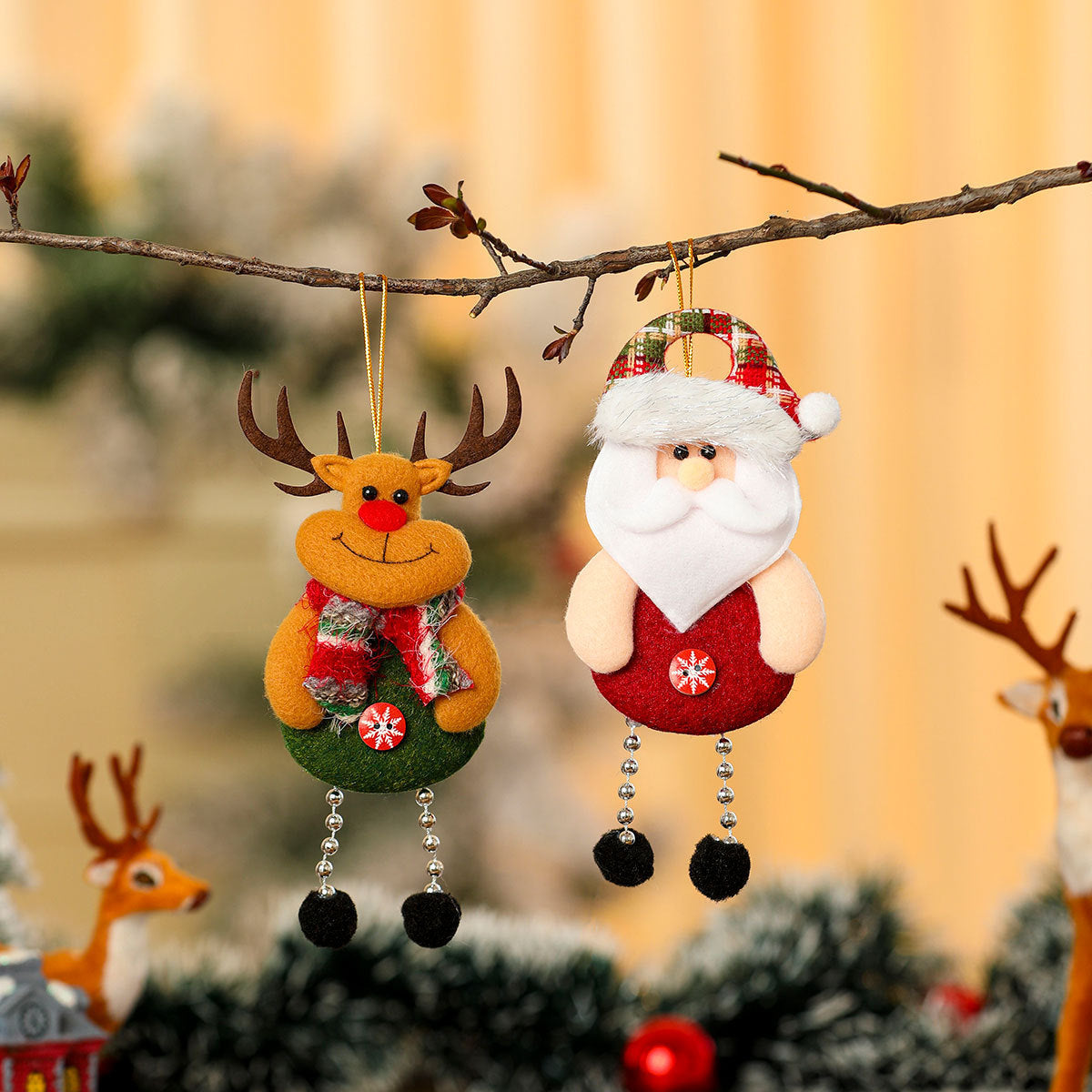 Hanging Snowman Christmas Ornaments | Fluffy Hat and Bright Scarf Detail | Sturdy Loop for the Tree, Window or Hallway