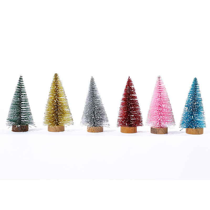 Miniature Christmas Tree Figures, Set of Four Heights | Realistic Conifer Detail | Tabletop and Mantel Decorations