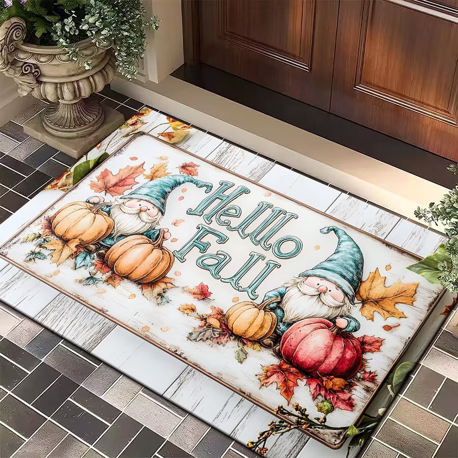 Christmas Door Mat with Santa, Reindeer and Ornaments | Festive Xmas Welcome Rug for the Porch | Holiday Entrance Decor