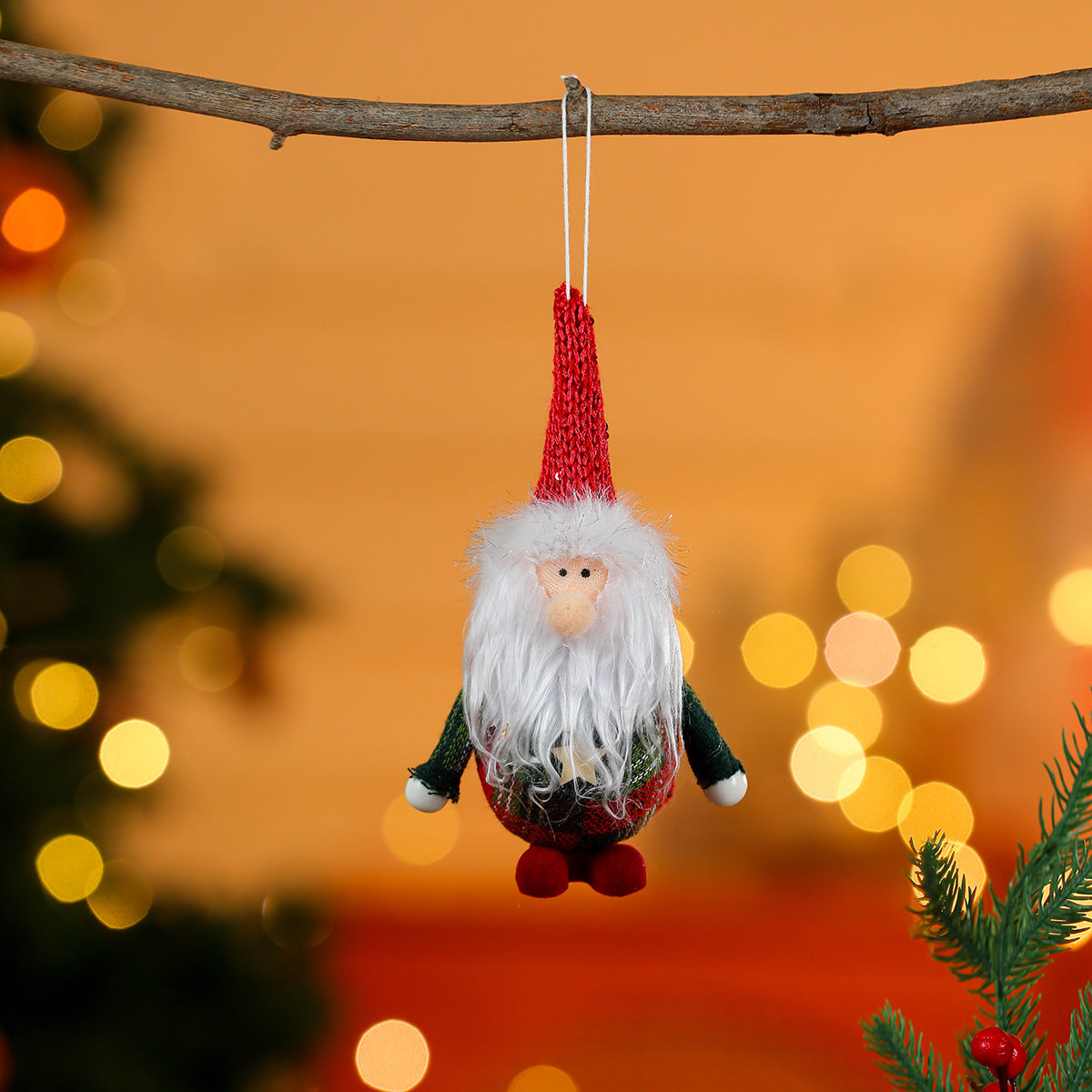 Hanging Santa Figurine with a Fluffy Beard | Tree, Doorway and Centerpiece Christmas Decorations | Handy Loop Included