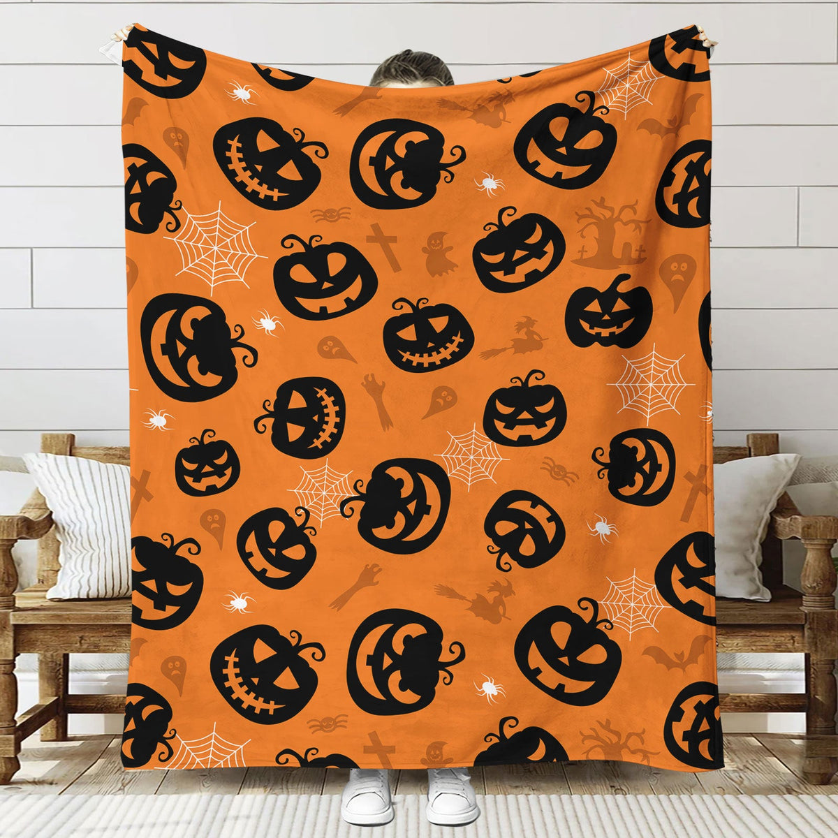 Halloween Throw Blanket | Available in 6 Colors and 3 Sizes | Soft Fleece for Sofas, Beds, and Movie Nights