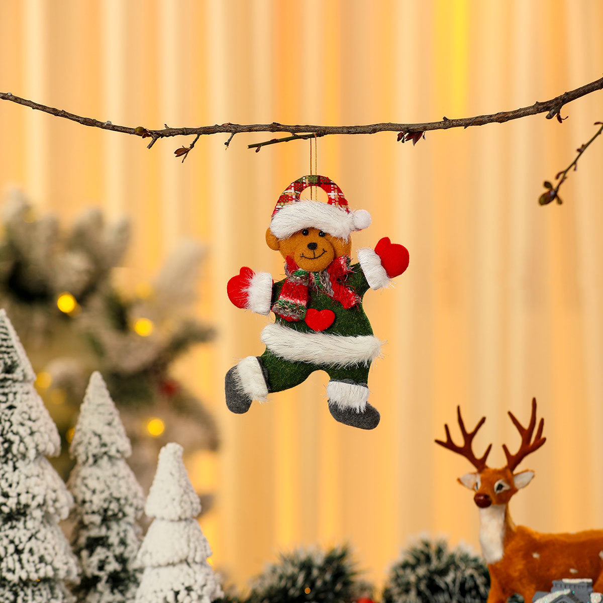 Hanging Santa Claus Ornament with a Cheerful Face | Vibrant Trim on Lightweight Material | Christmas Tree and Mantel Decorations