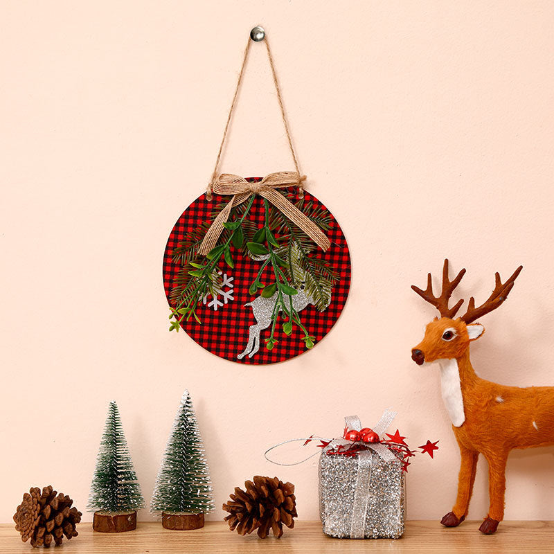 Christmas Wall Decor Sign with Merry Greeting and Greenery Accent | Rustic Round Plaque, Ready to Hang | Four Festive Designs