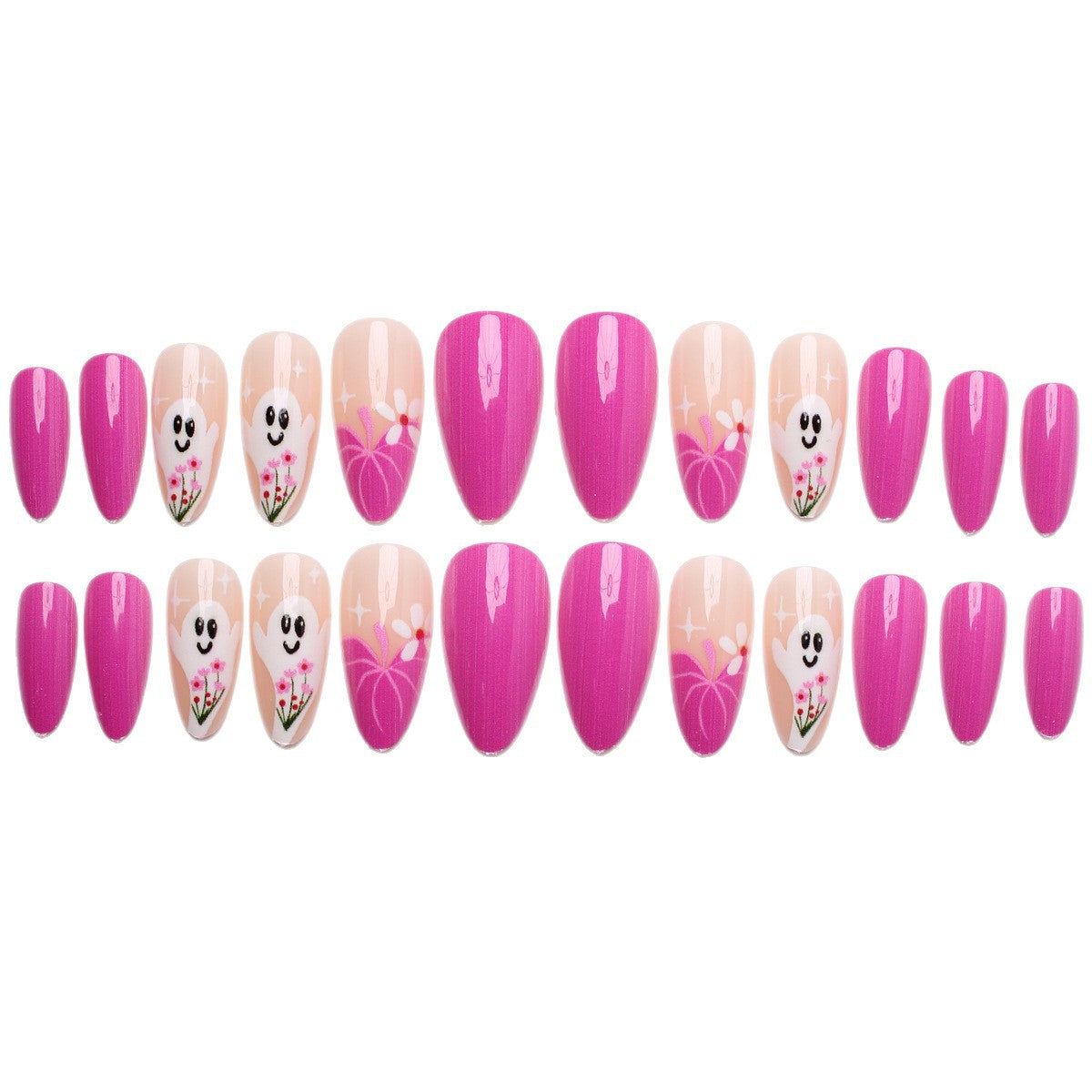 Halloween Ghost Press-On Nails | Available in White | Glue-Free Application in Minutes for Parties and Nights Out
