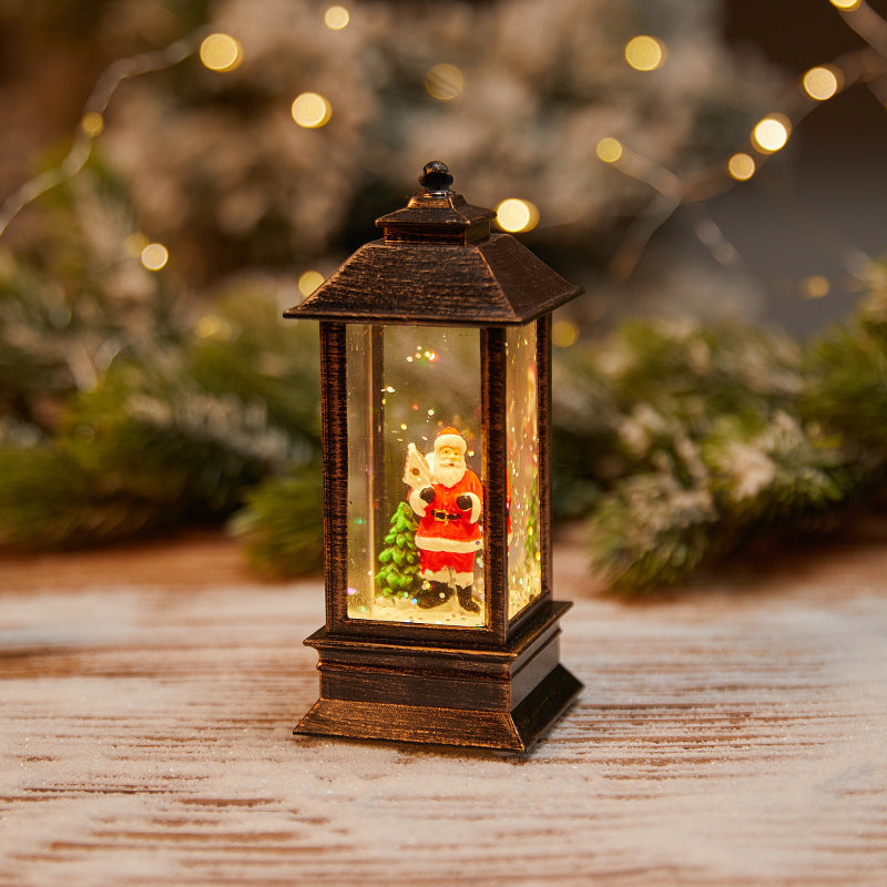 Telephone Box Christmas Decorations with a Snowman Scene | Battery Powered Lantern for Indoor or Outdoor Use | Warm Snowy Glow