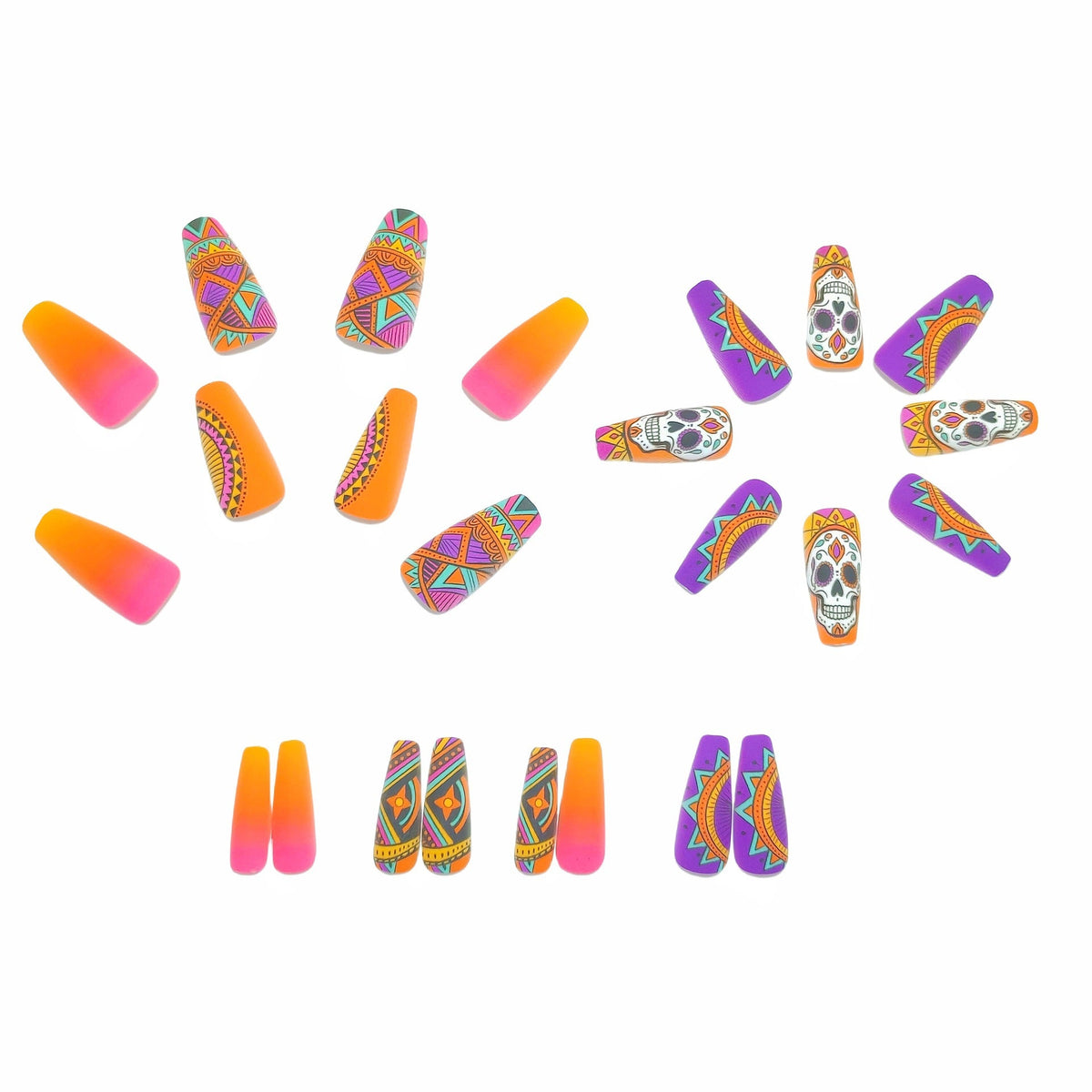 Halloween Skull Press-On Nails | Available in Yellow | Glue-Free Application in Minutes for Parties and Nights Out