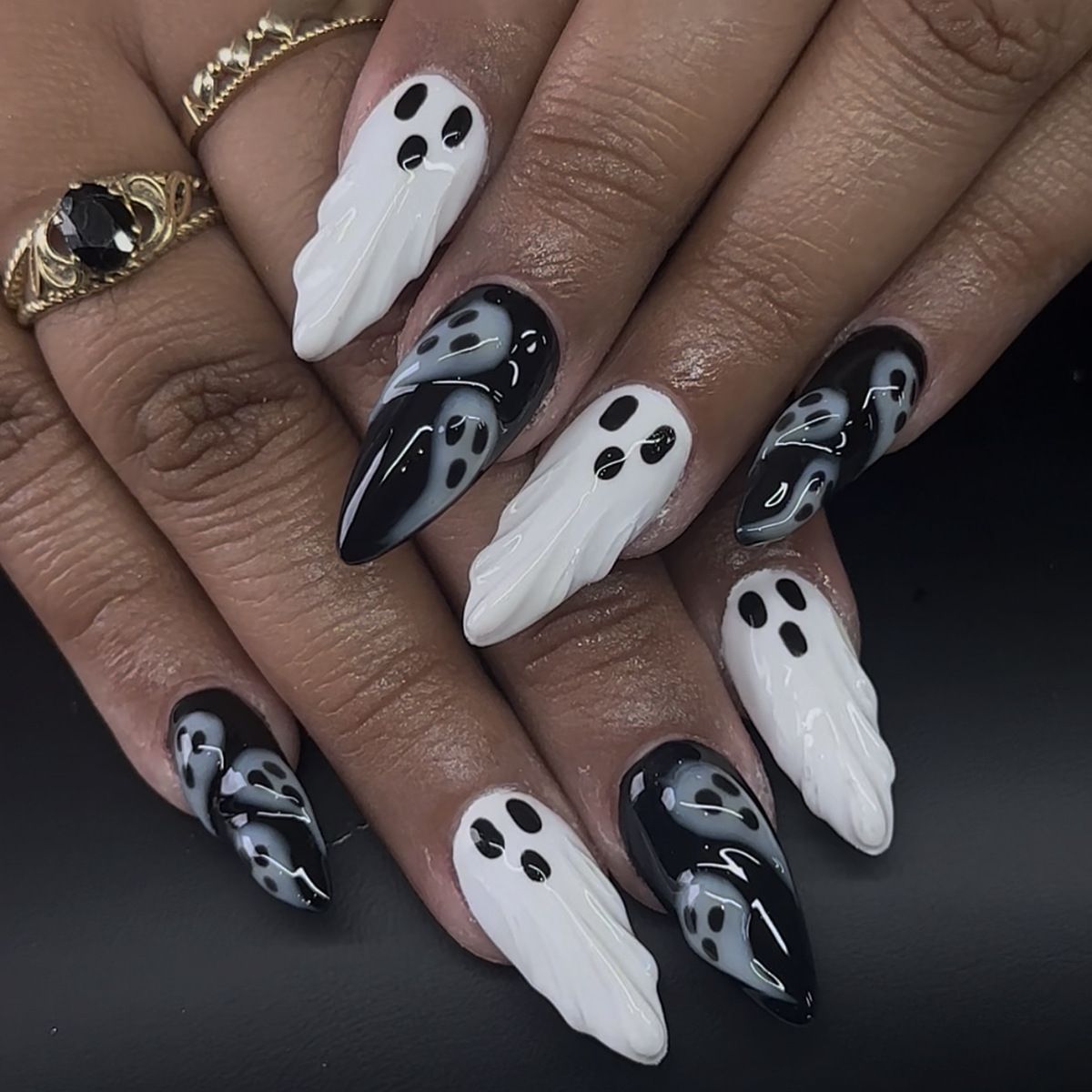 Halloween Ghost Press-On Nails | Available in Pink, Orange | Glue-Free Application in Minutes for Parties and Nights Out