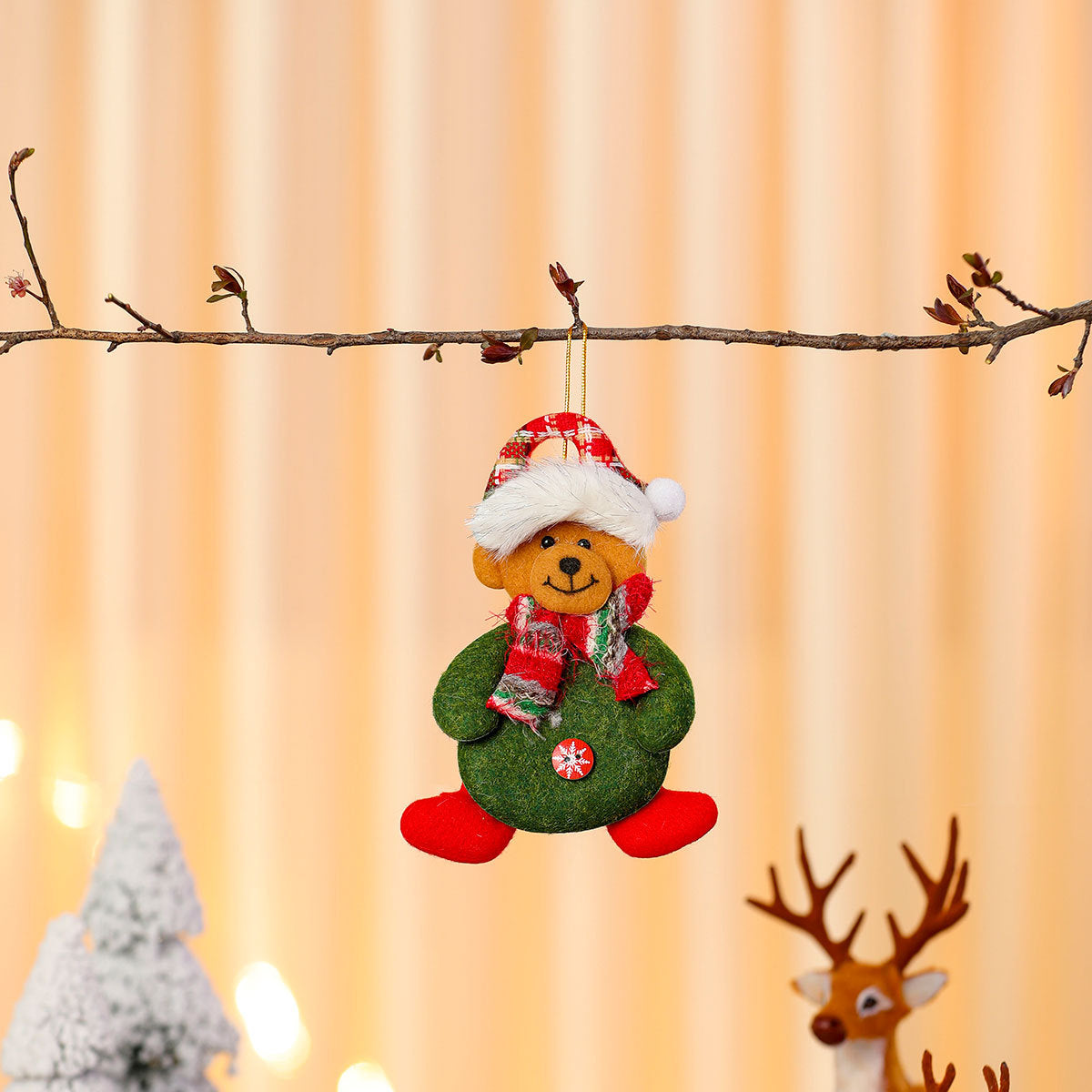 Plush Snowman Ornament with Scarf and Hat | Hanging Loop for Tree, Mantel or Gift Tag | Bright Winter Christmas Decorations