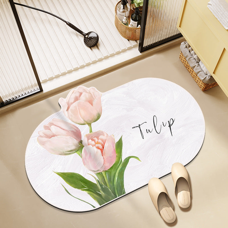 Floral Memory Foam Bath Mat with Non-Slip Backing | Soft Plush Rug for Wet Floors and Entryways | One Size, 7 Designs