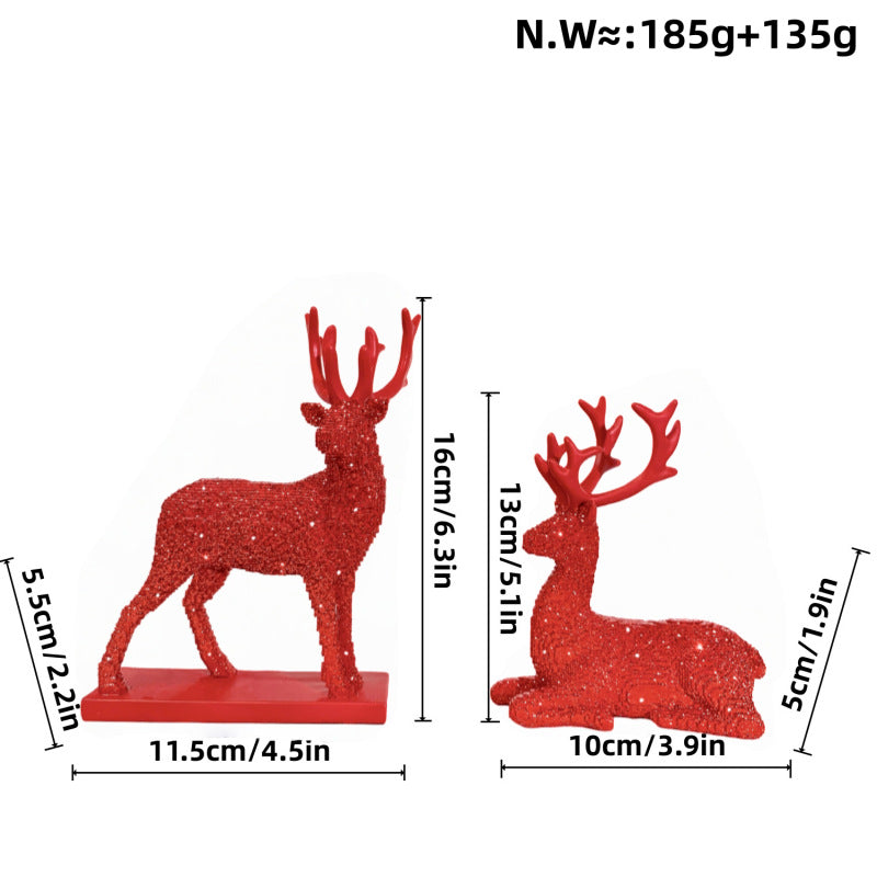 Glittering Reindeer Figurine for Christmas | Deer Decor in Gold, Red or Silver | Sparkling Accent for Shelf and Mantel