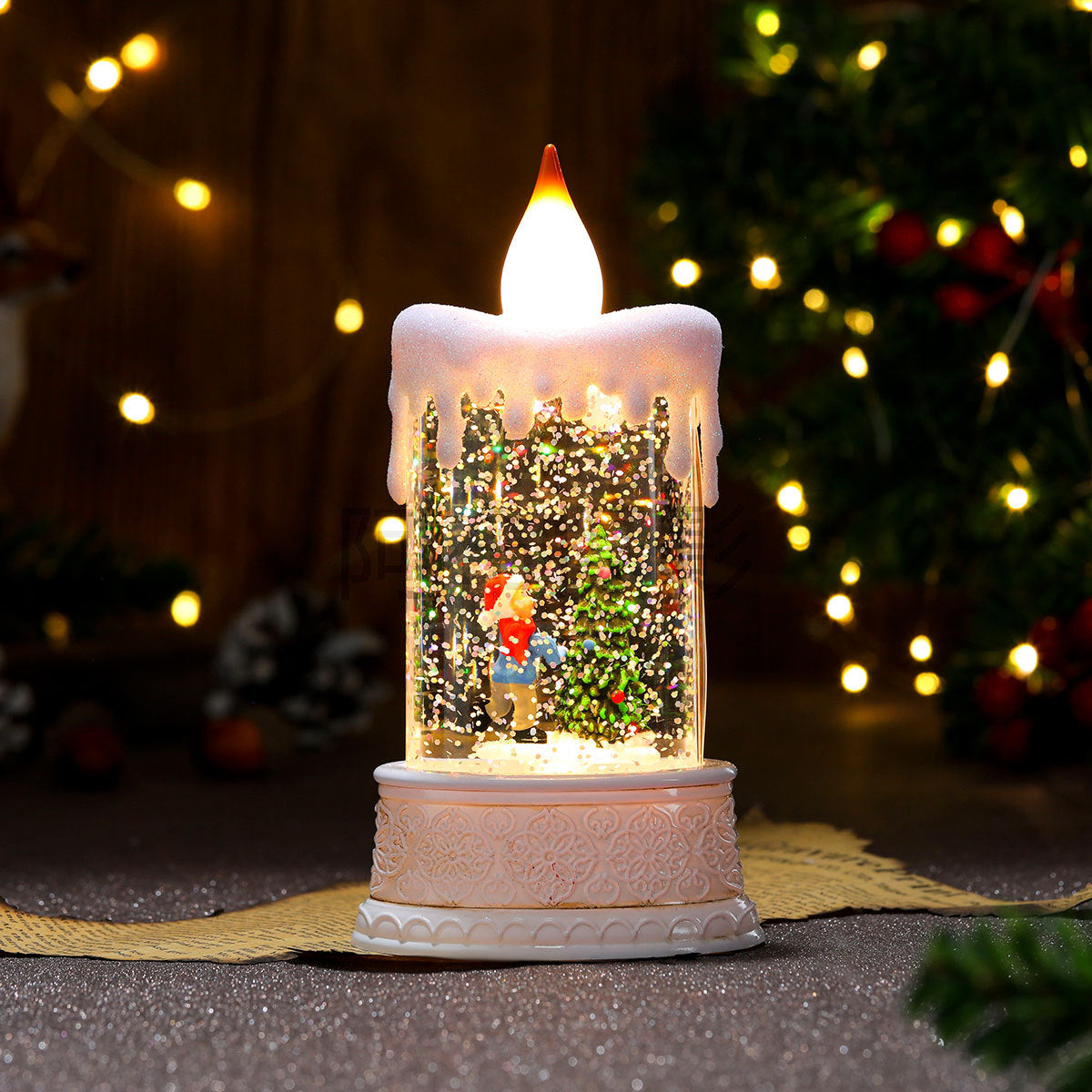 Telephone Box Christmas Decorations with a Snowman Scene | Battery Powered Lantern for Indoor or Outdoor Use | Warm Snowy Glow