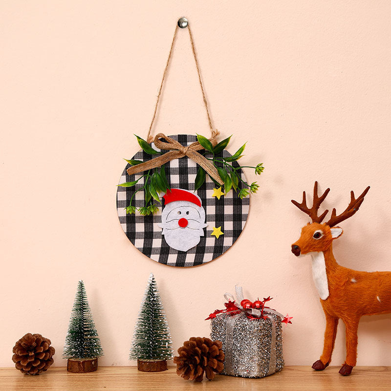 Christmas Wall Decor Sign with Merry Greeting and Greenery Accent | Rustic Round Plaque, Ready to Hang | Four Festive Designs