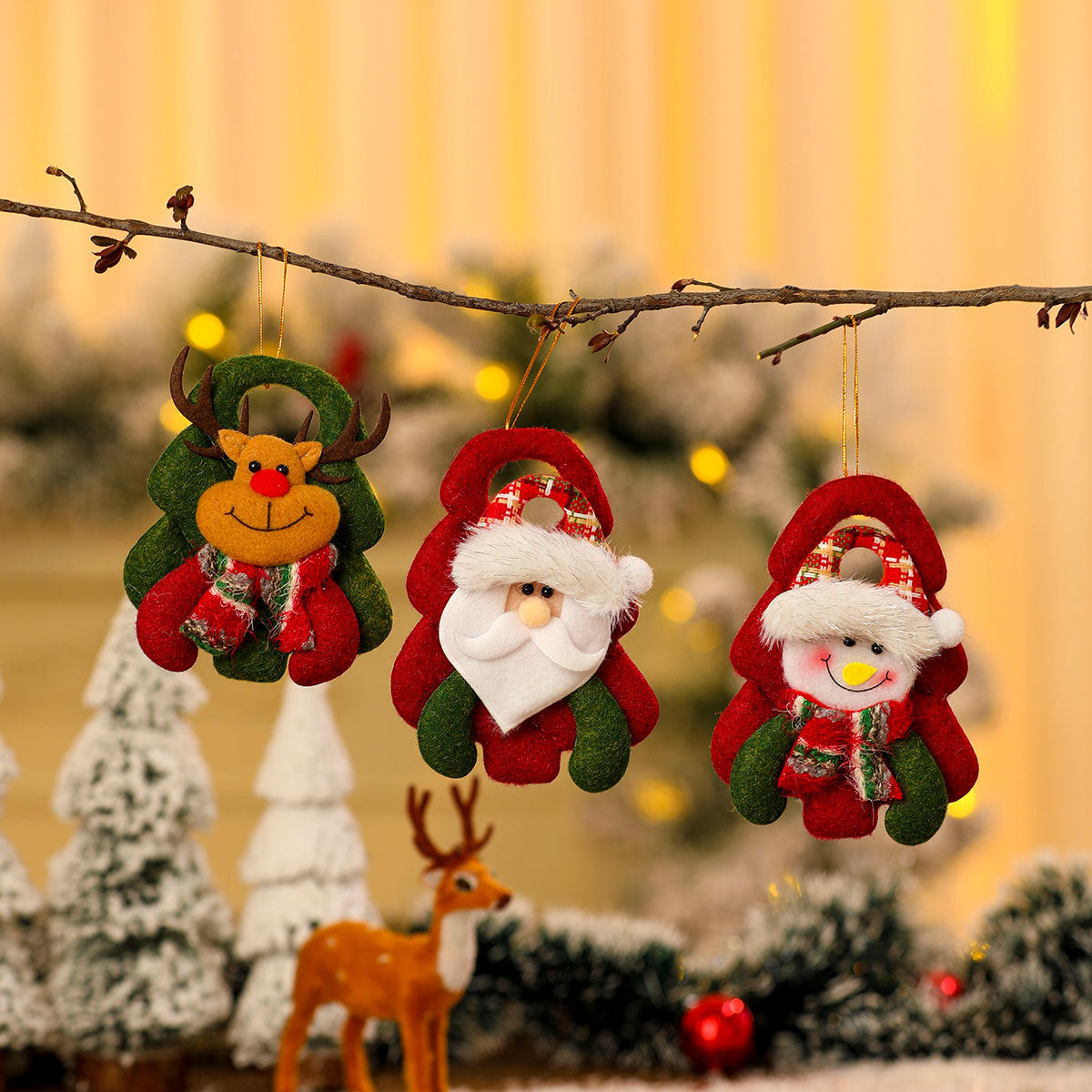 Felt Snowman Ornaments for Christmas Trees | Scarf and Fluffy Hat in Bright Colors | Compact Stocking Stuffer with Loop
