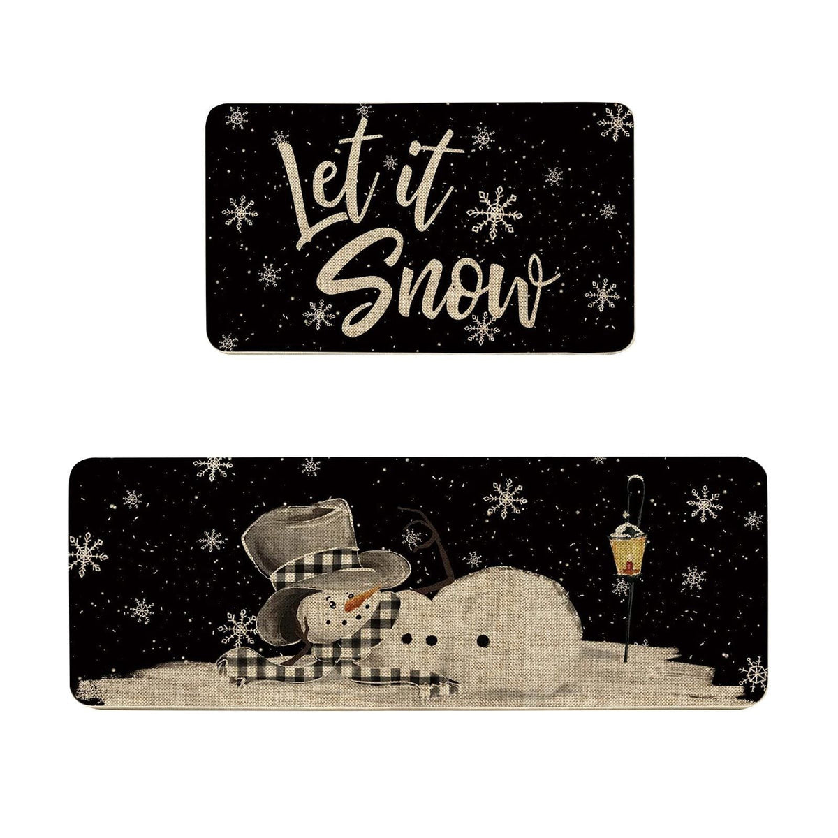 Christmas Door Mat with Snowmen, Gnomes and Holiday Sayings | Red and Turquoise Festive Rug | Several Sizes Available