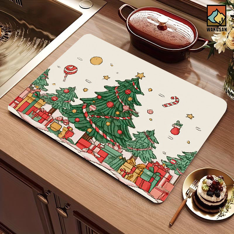 Festive Christmas Kitchen Rug with Holiday Print | Non-Slip Indoor Mat, Easy to Wipe Clean | Seasonal Floor Decor for Sinks