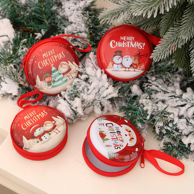Christmas Snowman Coin Purse with a Festive Scene Print | Zip-Around Pouch with a Wrist Strap | Wipe-Clean Finish, 4 Designs