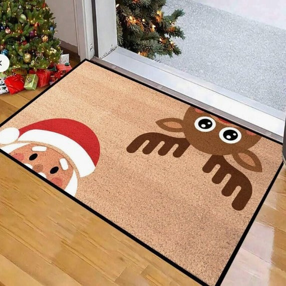 Christmas Welcome Door Mat with Snowman and Tis the Season Print | Non-Slip Backing for Indoor or Outdoor Use | Eight Designs
