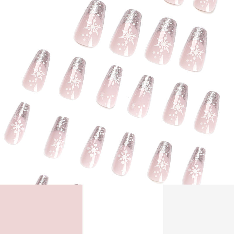 Glitter Acrylic Nails with Snowflake Accents | Christmas Nail Art Set in Yellow | Festive Xmas Manicure for Holiday Parties