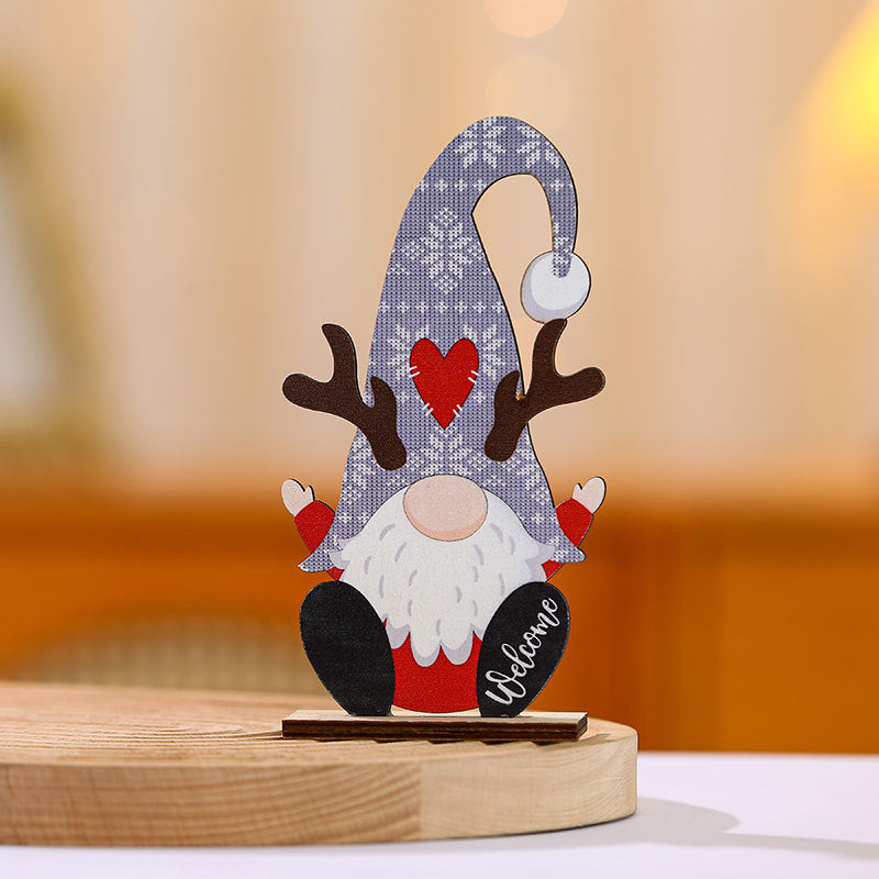 Wooden Santa Figures for Mantel and Tabletop | Detailed Hat with Winter Motifs | Christmas Decorations in Four Designs