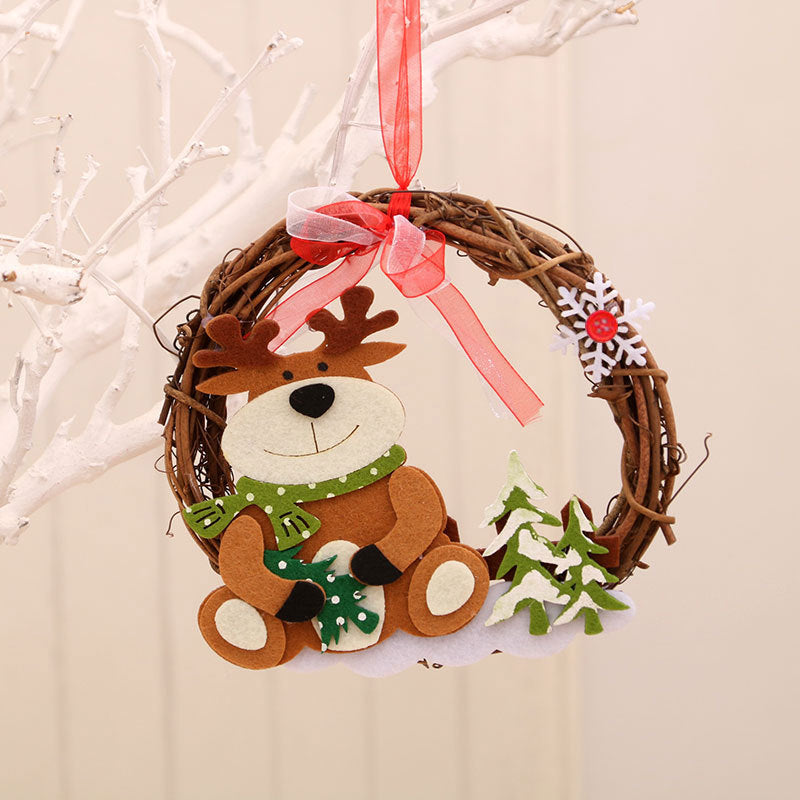Christmas Wreath with a Felt Snowman on a Natural Twig Ring | Ribbon Hanger for Indoor or Outdoor Use | 4 Character Designs