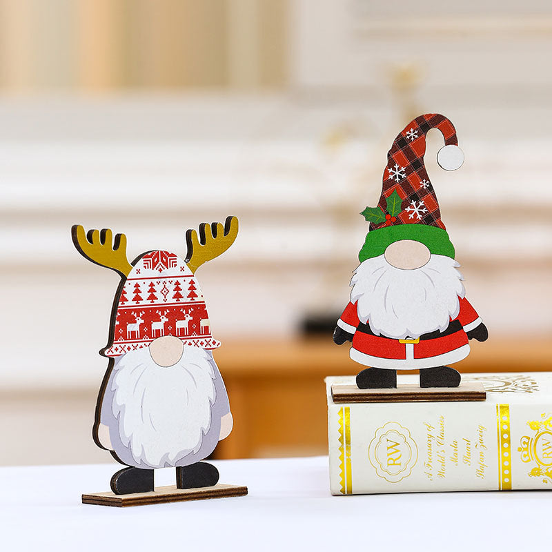 Wooden Santa Figures for Mantel and Tabletop | Detailed Hat with Winter Motifs | Christmas Decorations in Four Designs