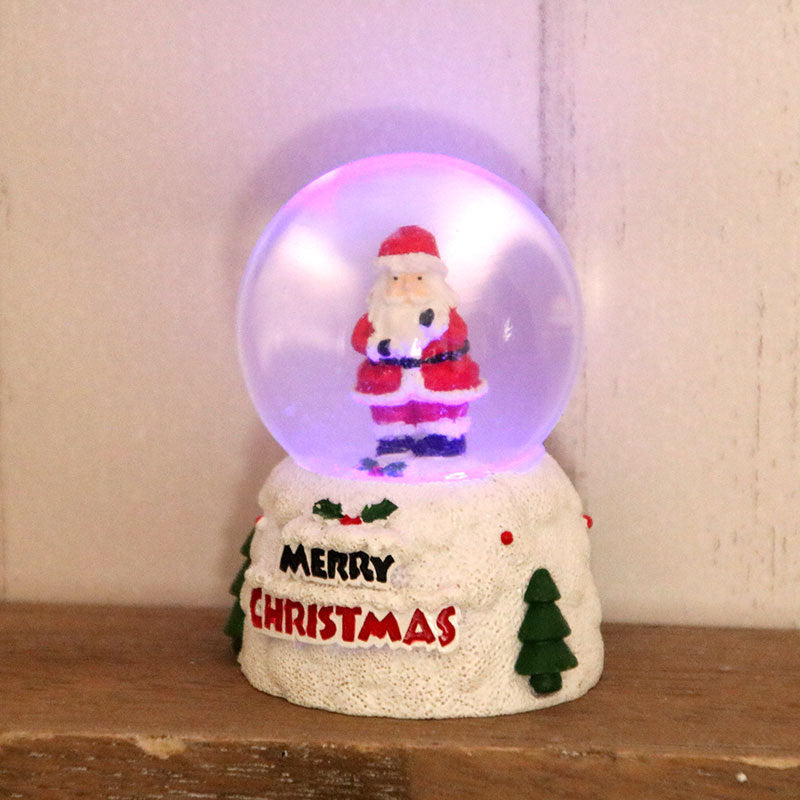 Light Up Christmas Figurines with a Clear Snow Globe Dome | Santa with a Wreath or Snowman in a Scarf | Soft Bedside Glow