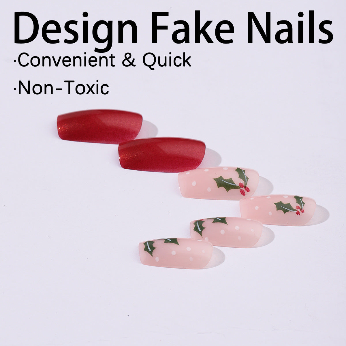 Festive Nails with Playful Christmas Decoration | Glossy Press On Nail Designs | Easy Home Manicure for Winter Parties