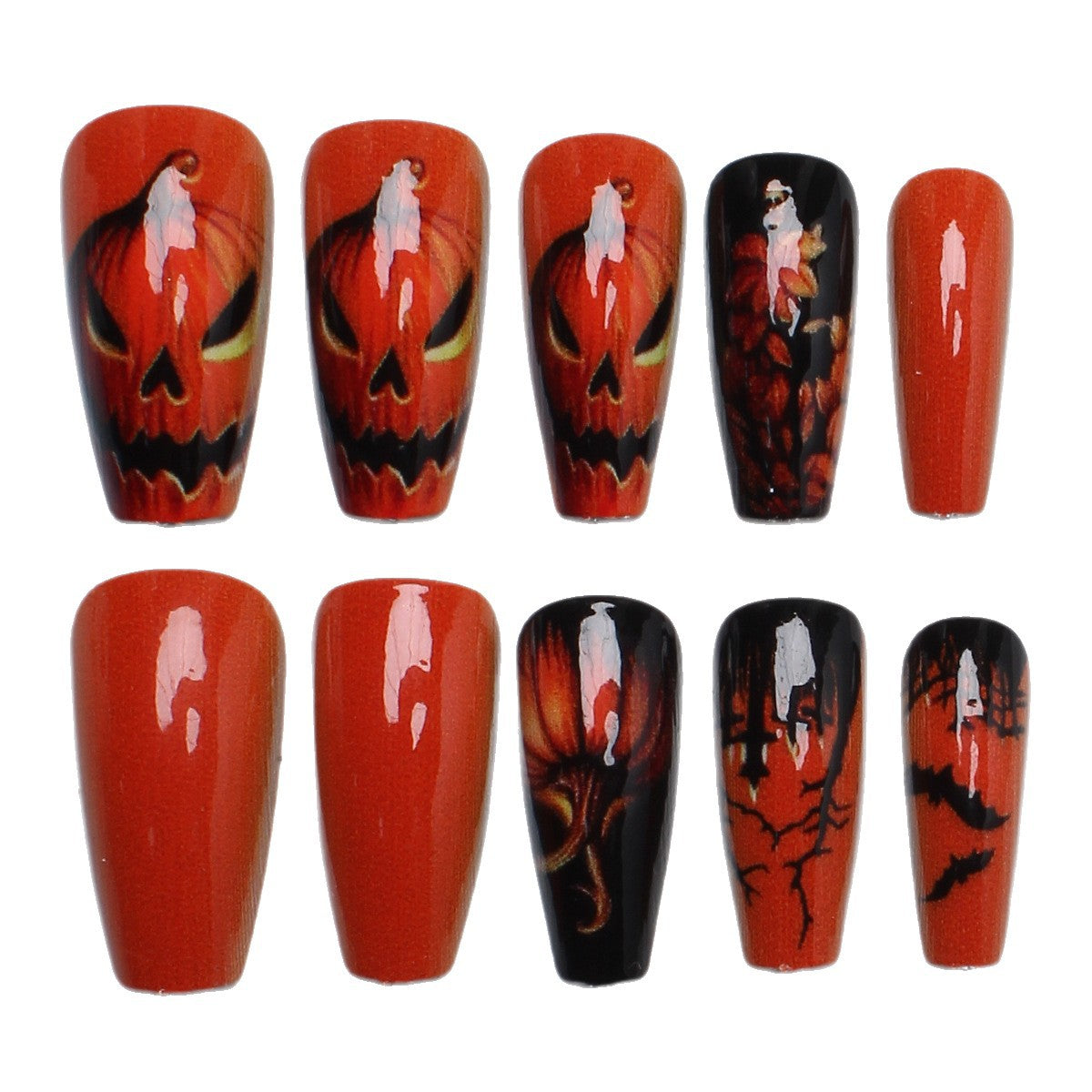 Halloween Neon Press-On Nails | Available in Red | Glue-Free Application in Minutes for Parties and Nights Out