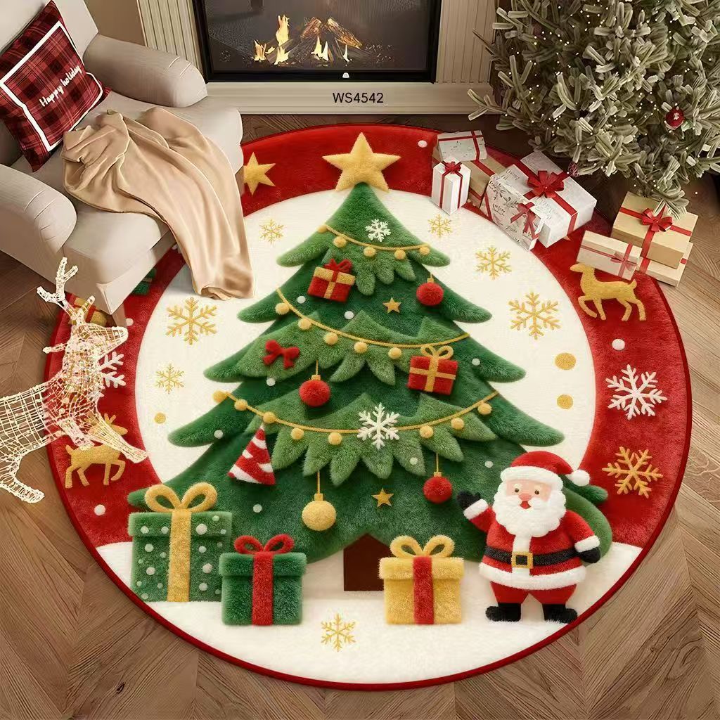 Christmas Rug with Decorated Tree, Gifts and Santa | Ultra-Soft Festive Area Mat | Three Sizes from 15.75 x 23.62 in